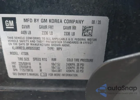 2021 Buick Encore Gx Awd Select из США, поврежденный, VIN KL4MMESL4MB055582